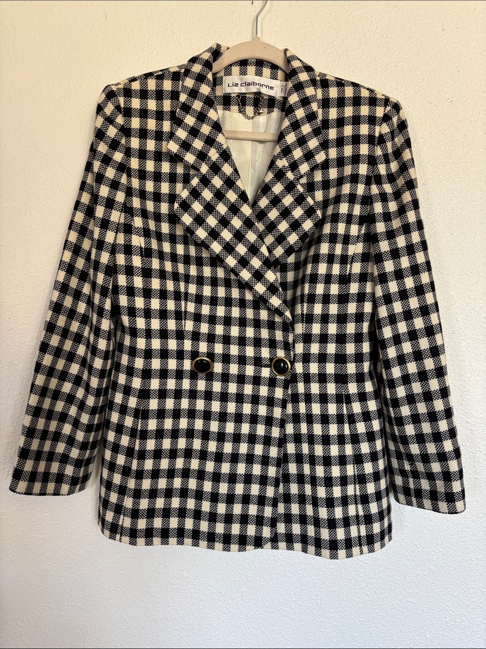 Wool gingham‎ blazer 90s